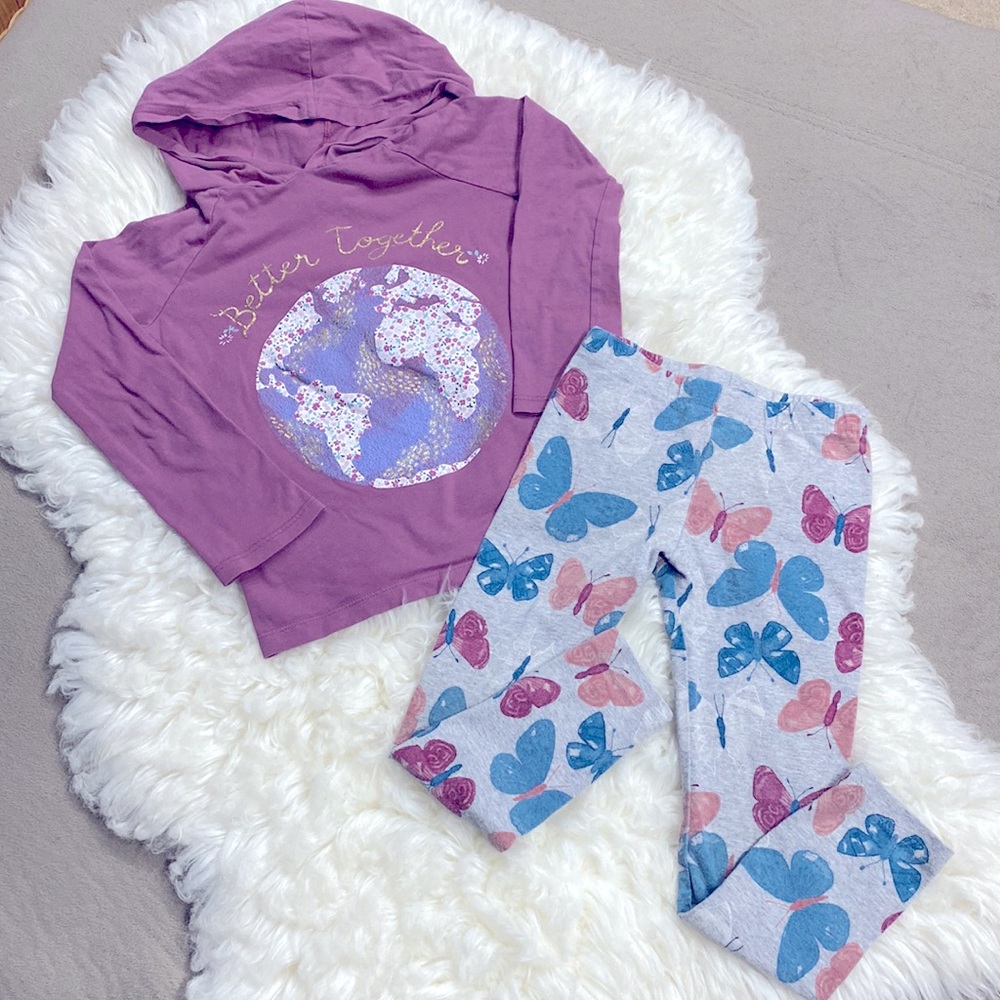 Carter's Kids Girls Better Together Cotton Hoodie Butterfly Leggings Set  Size 6